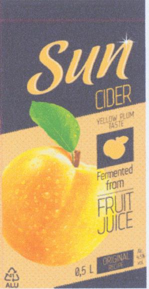 Prekės ženklas: Sun CIDER YELLOW PLUM TASTE Fermented from FRUIT JUICE